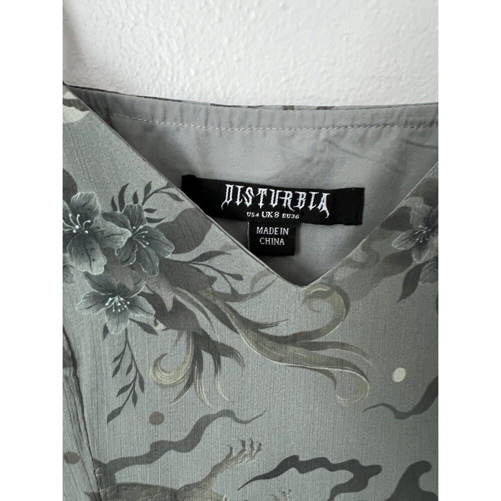 Disturbia Dragon Floral Print Slip Dress Sapphira Midaxi WhimsiGoth Fairy Sz 4 - Picture 7 of 16